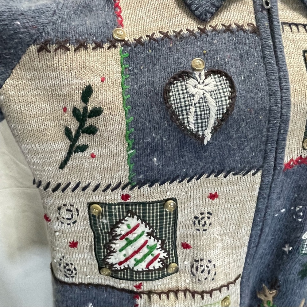 Basic Editions Vintage Patchwork Zip Up Cardigan … - image 4